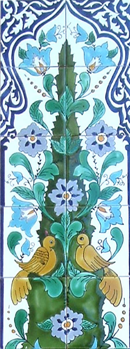 CLEARANCE Blue Iznik Floral Border 32"x32" Turkish Ceramic Tile Panel Mural 