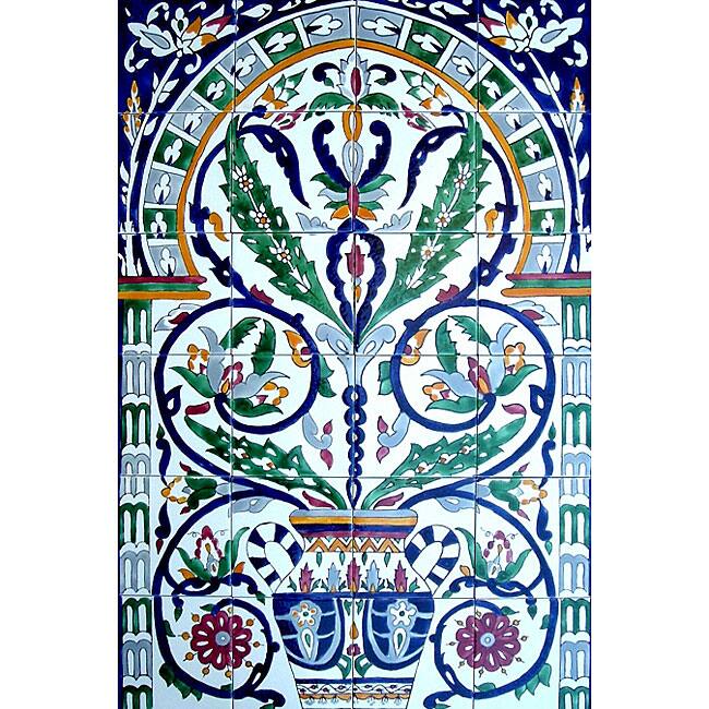 'Moroccan-style Pot' 24-tile Ceramic Wall Mural