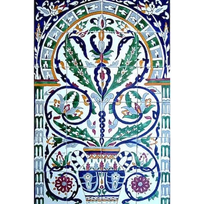 'Moroccan-style Pot' 24-tile Ceramic Wall Mural