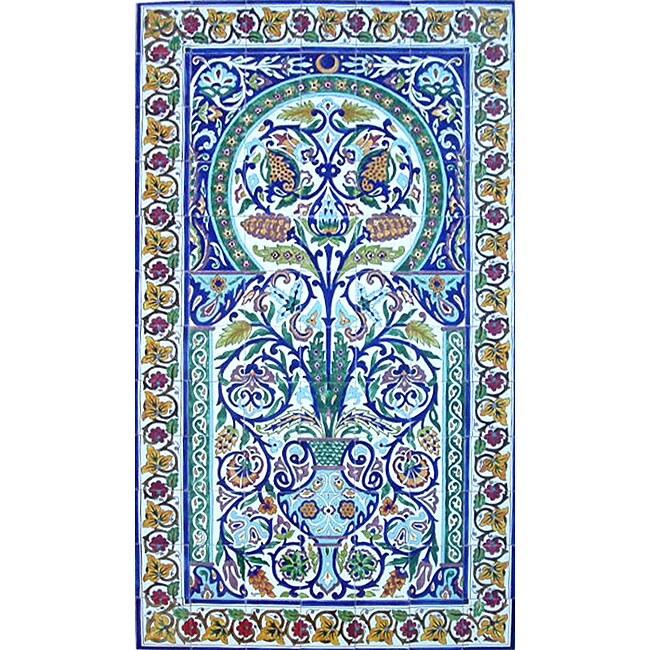 Arabesque Wall Decor 84-tile Ceramic Mural - 11887785 - Overstock.com