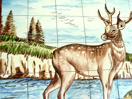 preview thumbnail 2 of 0, Mosaic Deer Design 30-tile Ceramic Wall Mural