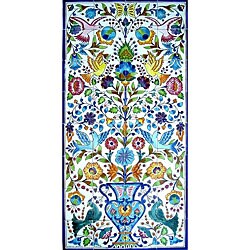 Mosaic 'Floral Birds' 32-tile Ceramic Wall Mural