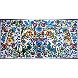 Mosaic 'Floral' 32-tile Ceramic Wall Mural