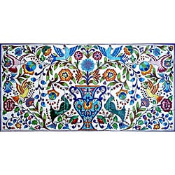 Mosaic 'Floral' 32-tile Ceramic Wall Mural - On Sale - Bed Bath ...