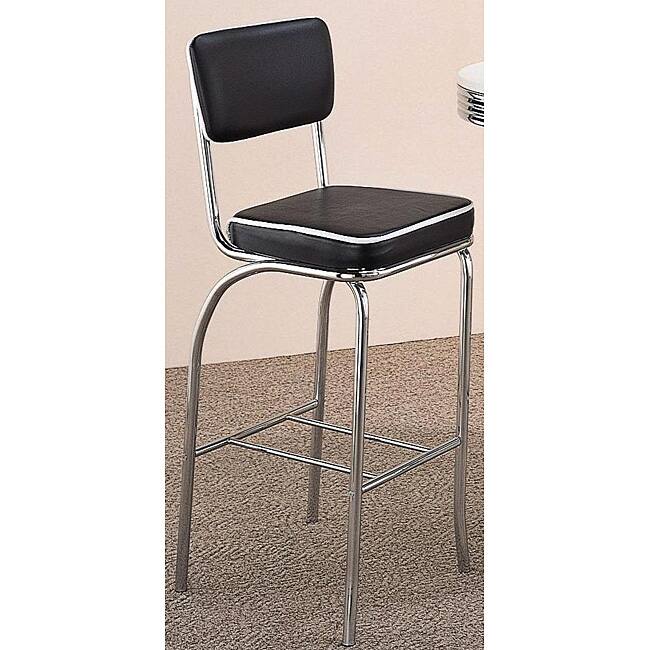 Black Retro Chrome Upholstered Bar Stools (Set of 2)