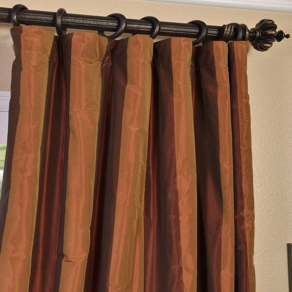 Exclusive Fabrics Signature Stripe Faux Silk Taffeta 84 Inch Curtain Panel 50 X 84 Bed Bath