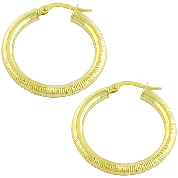 Fremada 10k Yellow Gold Diamond cut Hoop Earrings   11898919