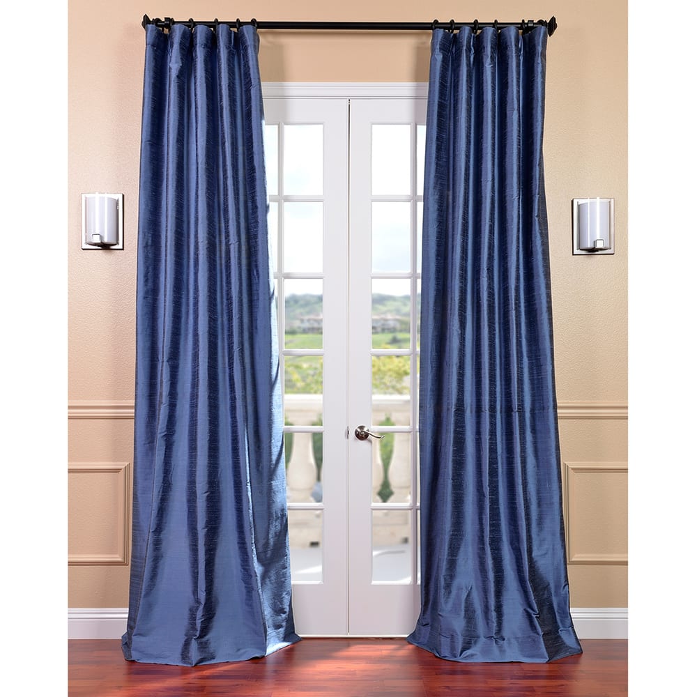 Exclusive Fabric Signature Winter Blue Textured Silk Curtain (1 Panel)