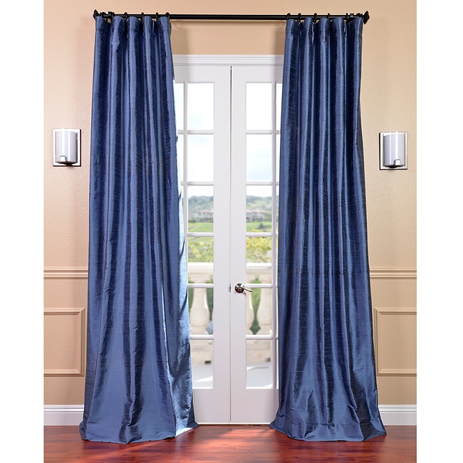 Signature Winter Blue 120 inch Textured Silk Curtain Panel