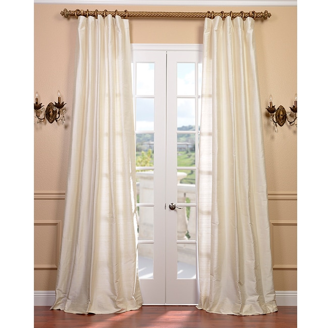 Signature Pearl White Textured Silk 84 inch Curtain