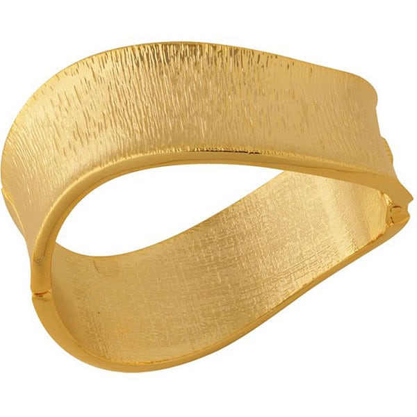 NEXTE Jewelry 14k Gold Overlay Curved Textured Hinged Bracelet NEXTE Jewelry Gold Overlay Bracelets