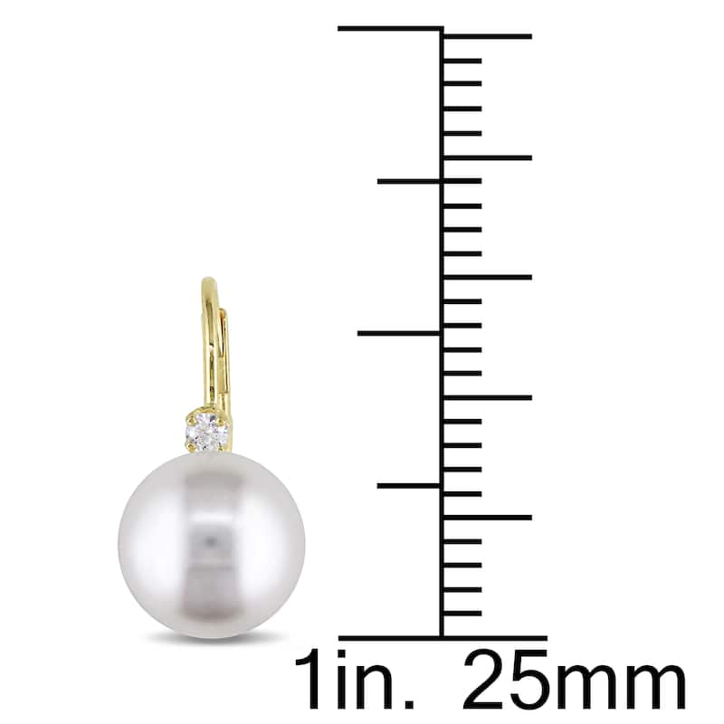 Miadora 14k Gold 1/10ct TDW Cultured Freshwater Pearl Leverback Earrings (9-9.5mm)