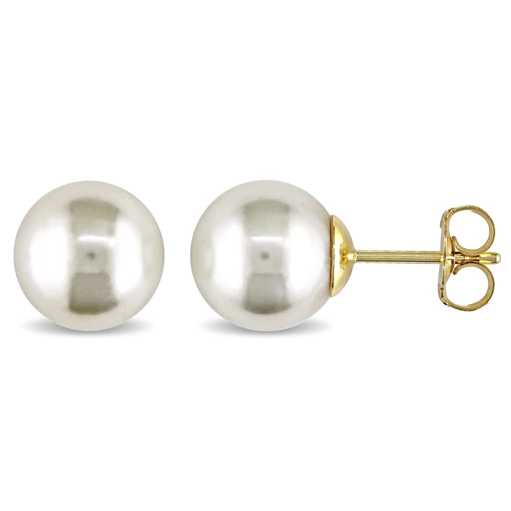 Miadora 14k Gold Cultured Pearl Earrings (9-10 mm)