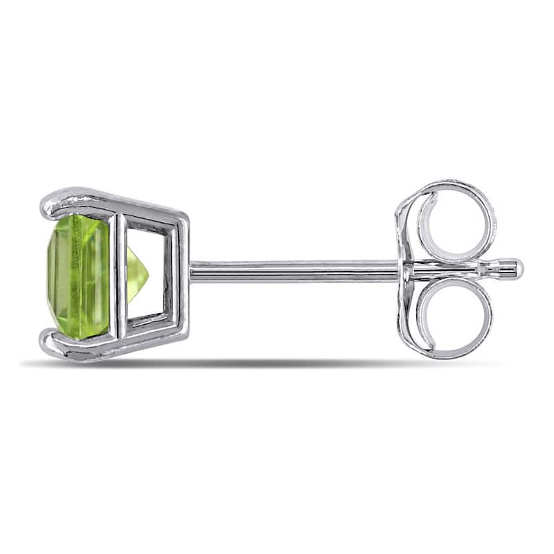 Miadora 14k White Gold Square Peridot Stud Earrings