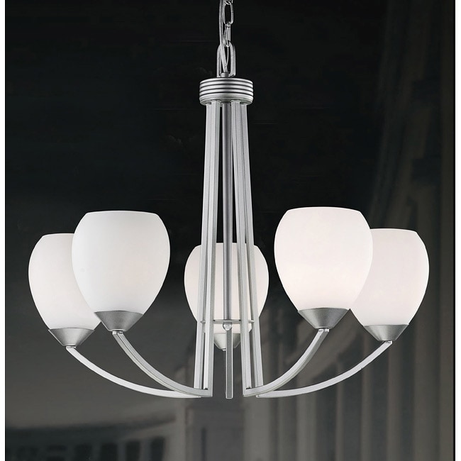 Spray painted Satin Nickel Contemporary 5 light Chandelier