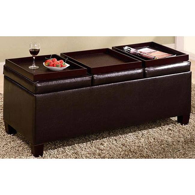 Dark Brown Flip-top Ottoman Storage Bench