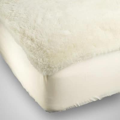 Denali Supreme Fitted Twin Size Wool Mattress Pad - White