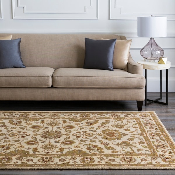 Hand-tufted Camelot Ivory Floral Border Wool Area Rug - 8' x 8'