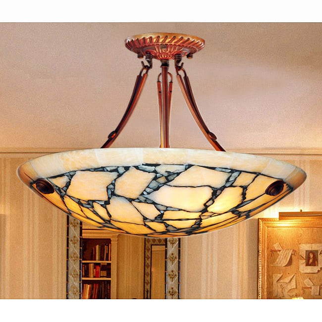 Alabaster Stone Shade 3 light Chandelier