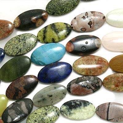 Beadaholique Gemstone Flat Oval 12x22 mm Bead Lot Mix (Case of 38) Beadaholique Loose Beads & Stones