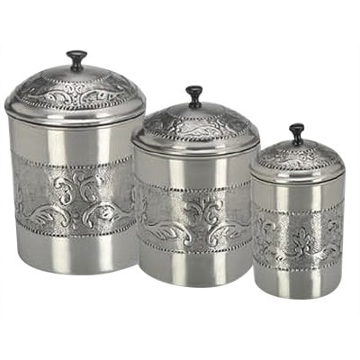 Jars for Storage of Tea Coffee and Sugar 11x11x17cm Size Copper Stainless Steel Lid Poplar Aspen Set of 3 Large Metal Kitchen Storage Canisters in Grey