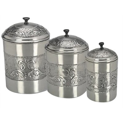 Embossed 3 Piece Kitchen Canister Set