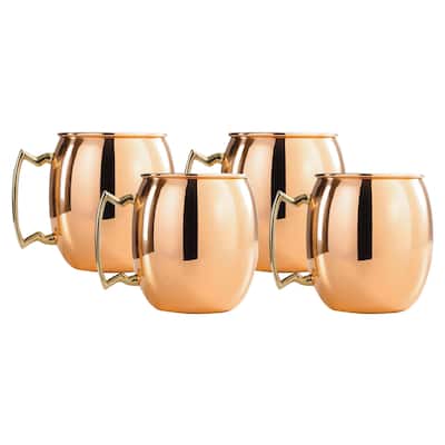Copper 16-oz. Moscow Mule Mugs with Nickel Lining and Brass Handles - Set of 4