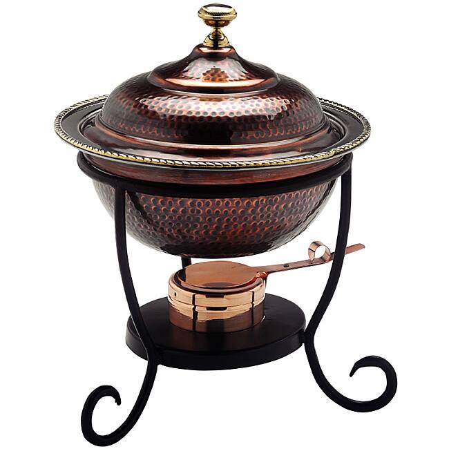 Old Dutch Round Antique Copper Chafing Dish