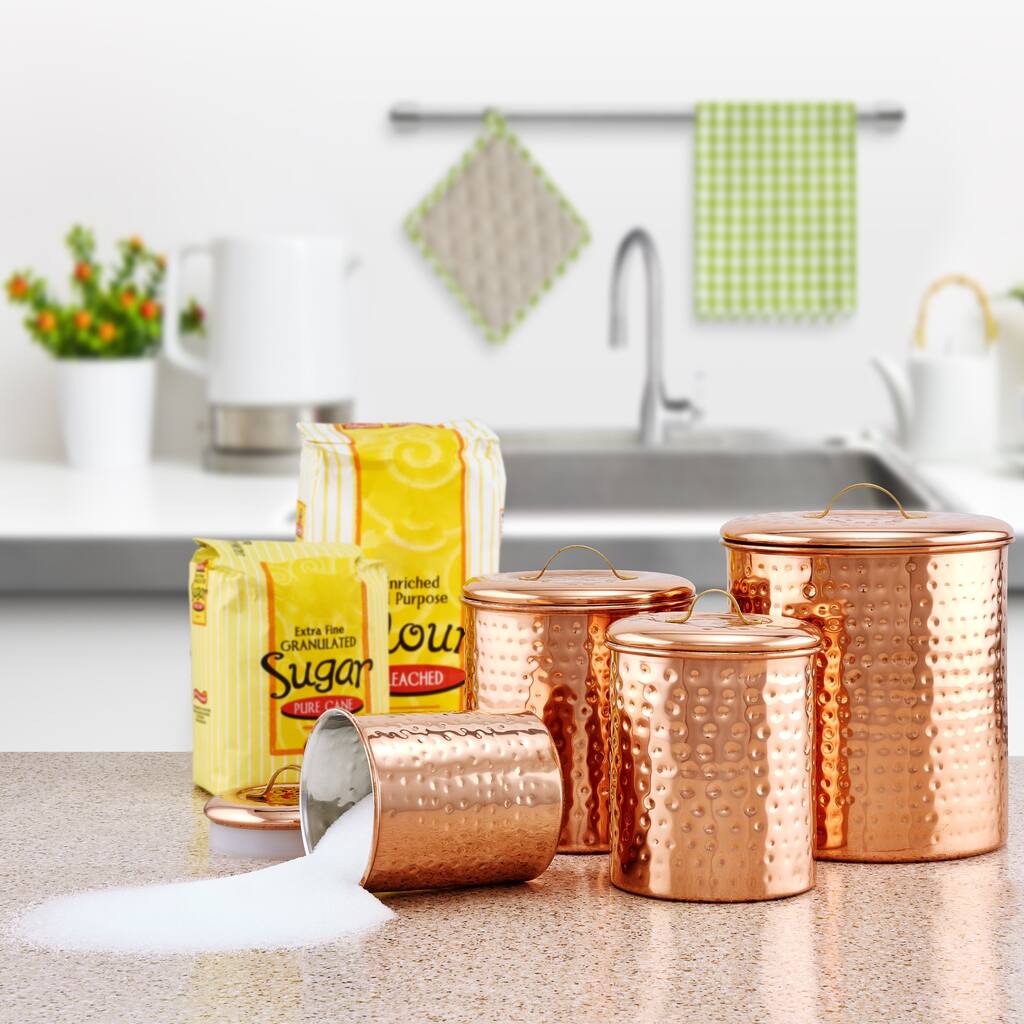 Old Dutch Hammered Copper 4-piece Canister Set