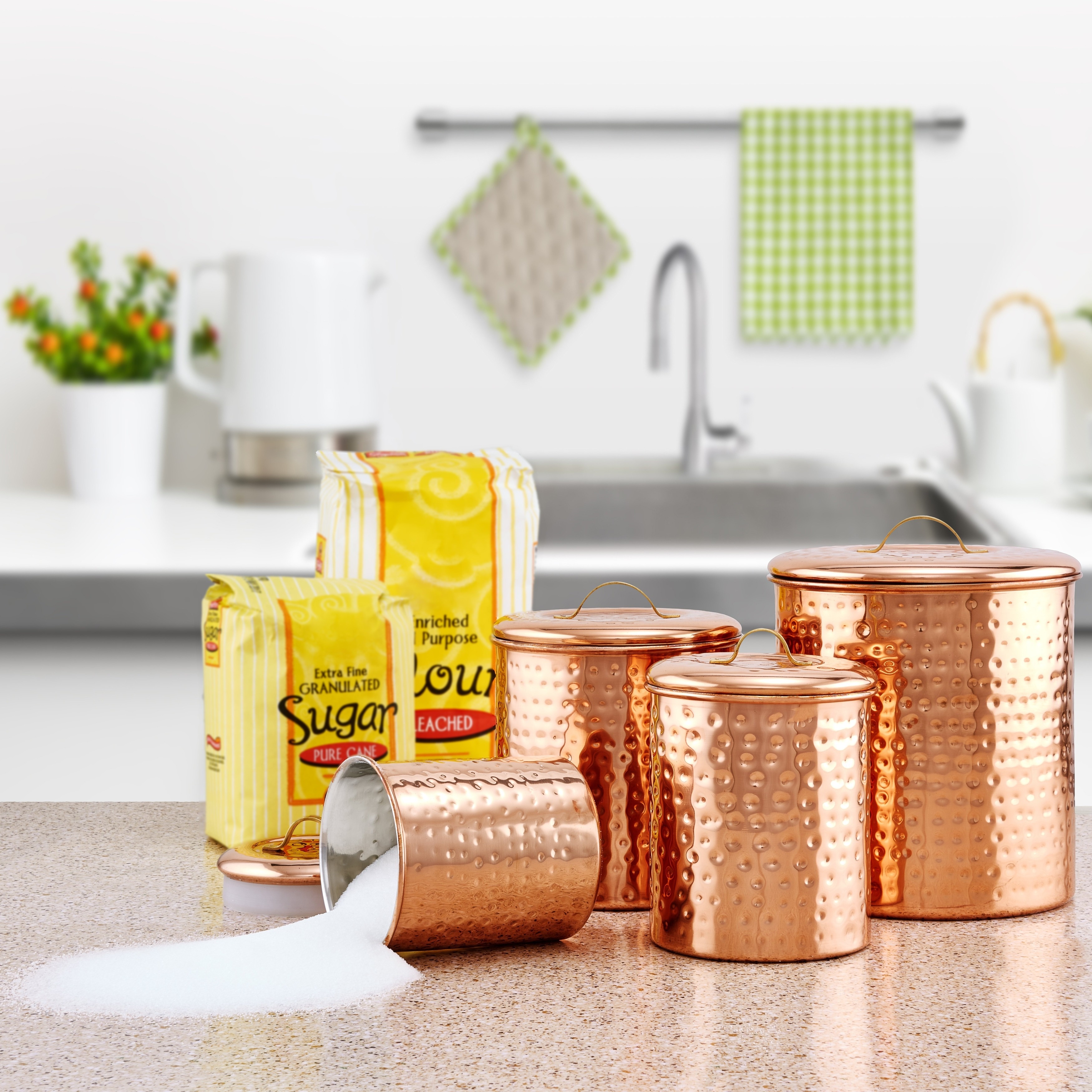 Old Dutch Hammered Copper 4-piece Canister Set