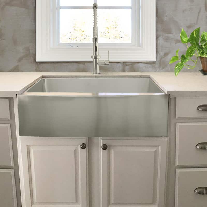 Stainless Steel Single Bowl Apron Farmhouse Kitchen Sink with Grid & Drain