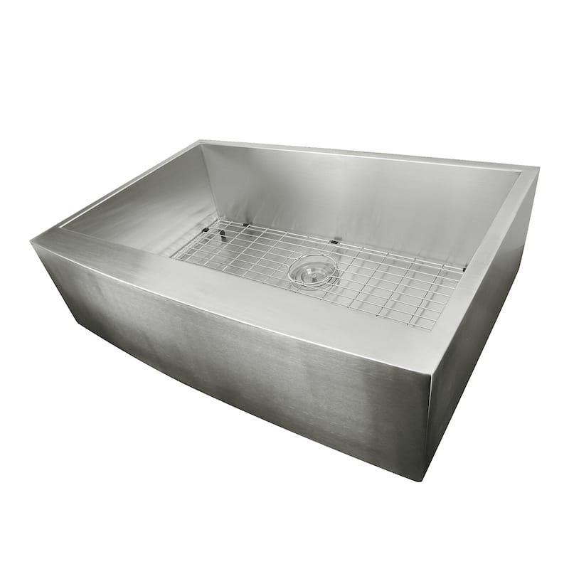 Stainless Steel Single Bowl Apron Farmhouse Kitchen Sink with Grid & Drain