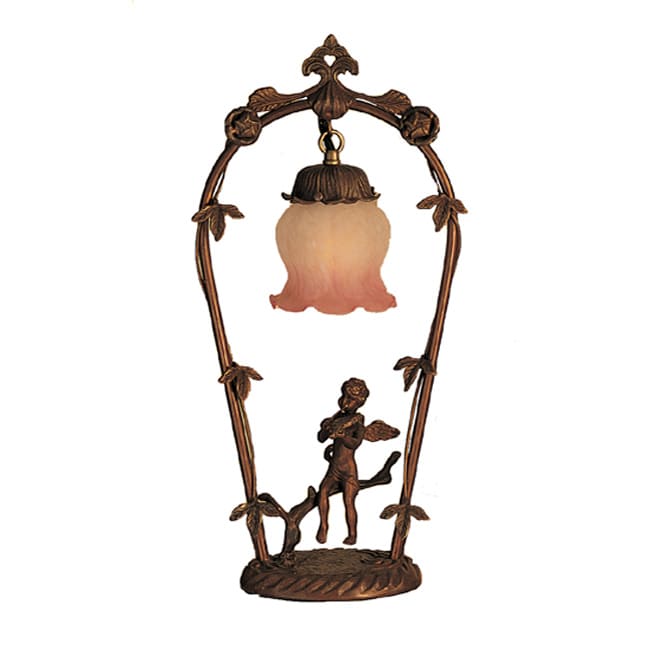 Violin Cherub Pink/ White Melon Flower Lamp