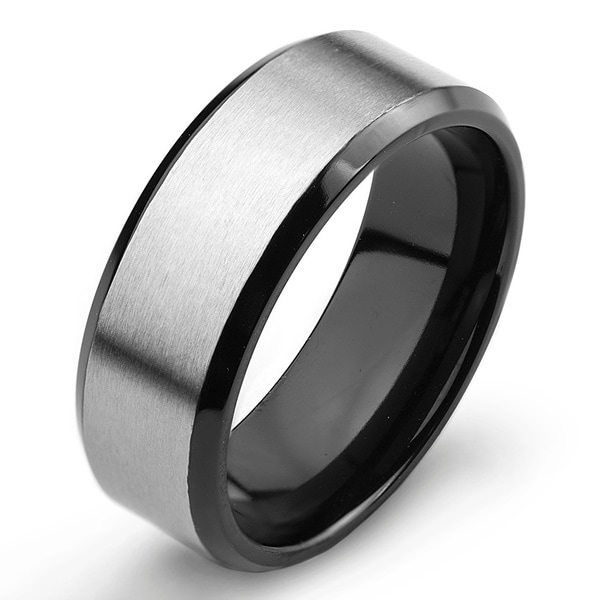 Shop Men's Two Tone Titanium Comfort Fit Wedding Band - 8mm Wide ...