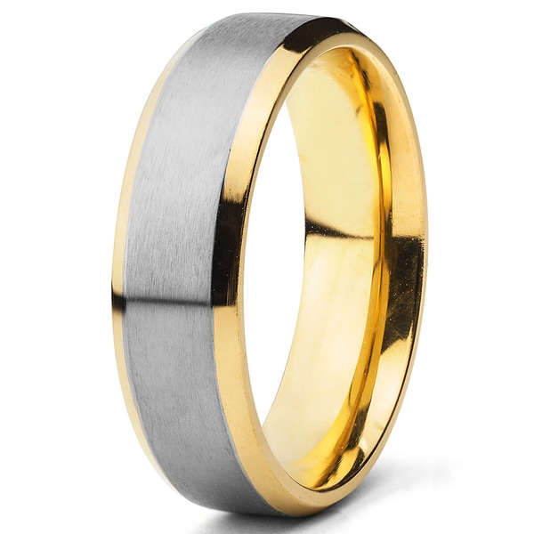 Men's Goldplated Titanium Two-tone Band (6.5 mm) - Free Shipping On ...