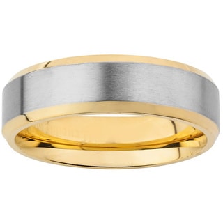 Shop Men's Goldplated Titanium Two-tone Band (6.5 mm) - Free Shipping ...