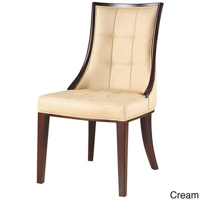 Barrel Dining Chairs (Set of 2) - Traditional - Cream - Dining Chairs - Wood/Leather