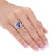 preview thumbnail 2 of 2, Miadora 10k Gold Created Sapphire and 1/10ct TDW Diamond Ring (I-J, I2-I3)