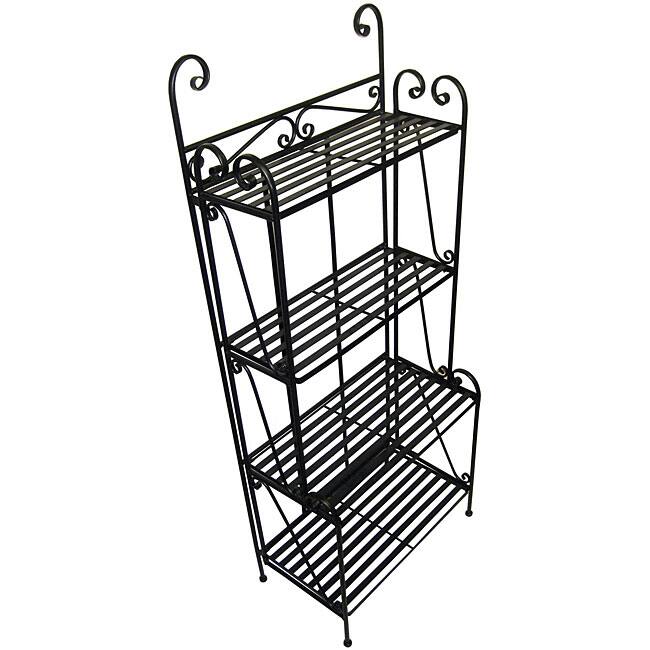 Folding Piper Black 4-shelf Baker's Rack