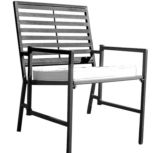 Folding Slatted Black Iron Garden Chair