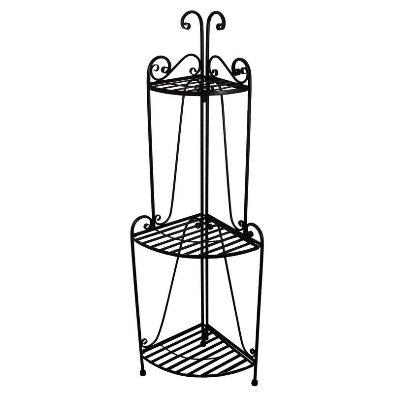 Folding Corner Black Three-shelf Baker's Rack