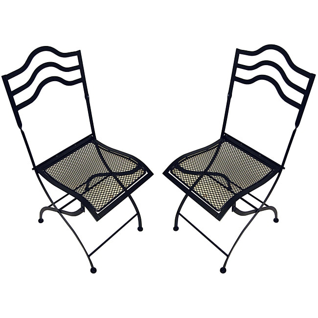 Black Squiggle top Folding Chairs (set Of 2)