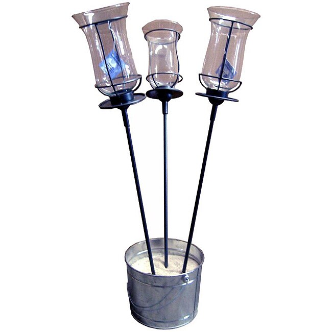 Pewter 22 inch Table Stakes With Champagne Torches (set Of 3)