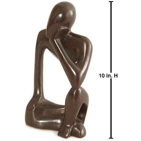 Carved Wood 'The Thinker' 10-inch Statue (Ghana)