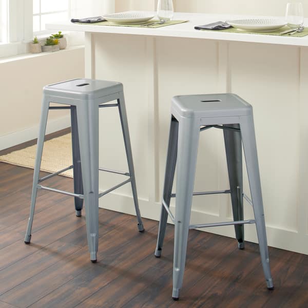 Shop Tabouret 30 Inch Metal Barstools Set Of 2 Overstock 3879161