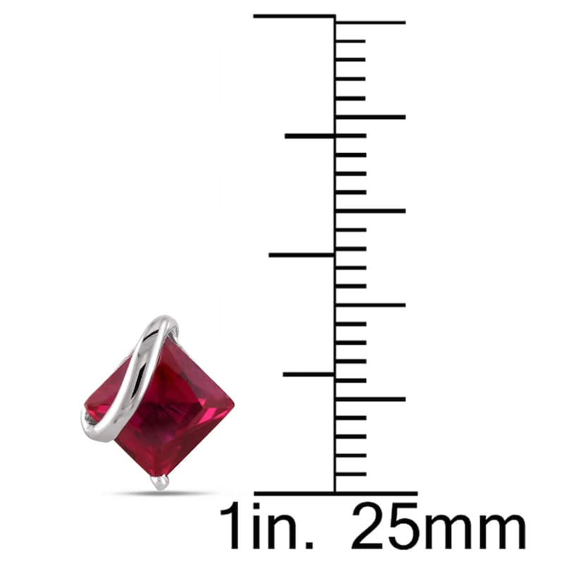 Miadora 10k White Gold Square Created Ruby Earrings