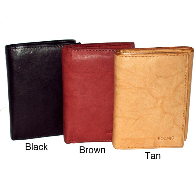 Kozmic Mens Cowhide Leather Tri fold Wallet