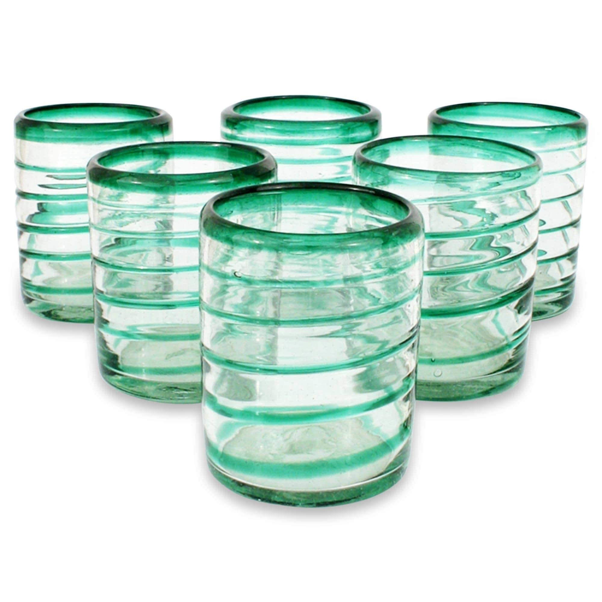 Emerald Green Spiral blown glass pitcher Mexican Glassware 