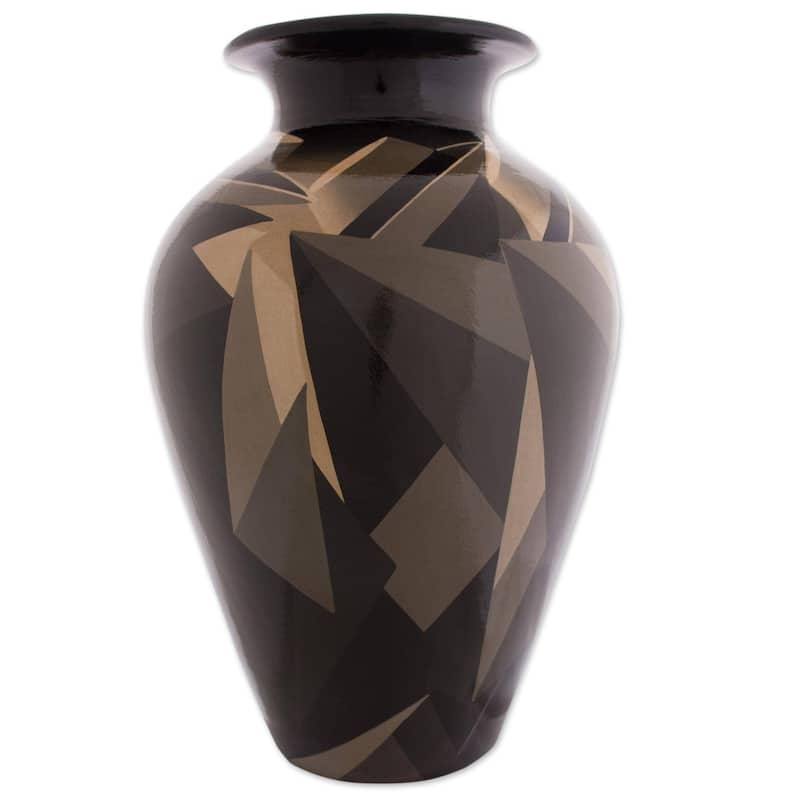 Handmade Sepia Women Ceramic Vase (Peru)