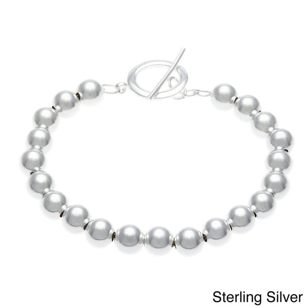 Mondevio Sterling Silver 8 mm Bead Toggle Bracelet Mondevio Sterling Silver Bracelets